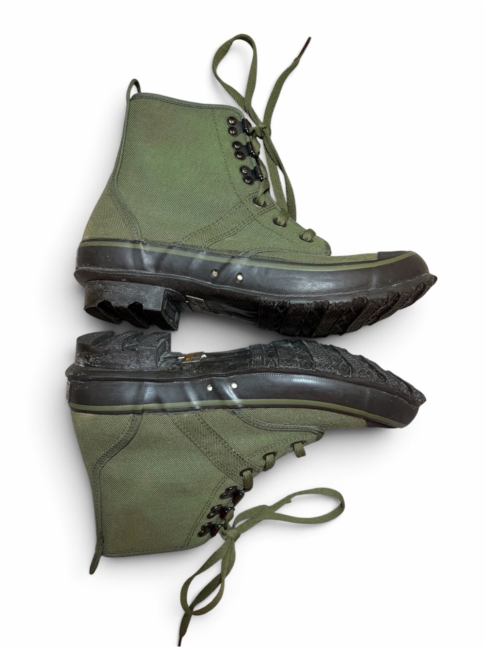 Cabelas Mens Olive Green Canvas Steel Shank Lug Sole Utility Boots Size 8M